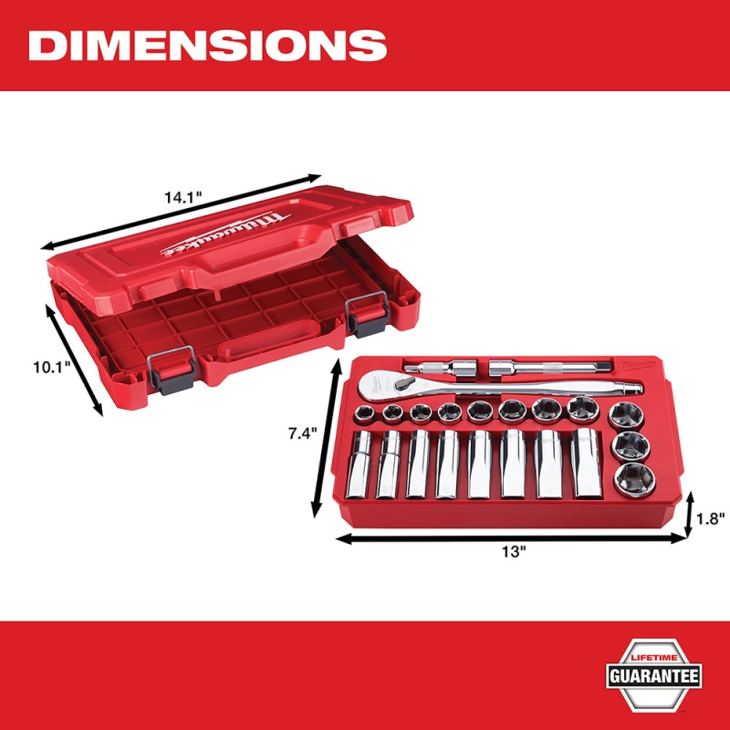 Milwaukee 48-22-9410 1/2" Drive SAE Ratchet and Socket Set - 22 PC - Image 4