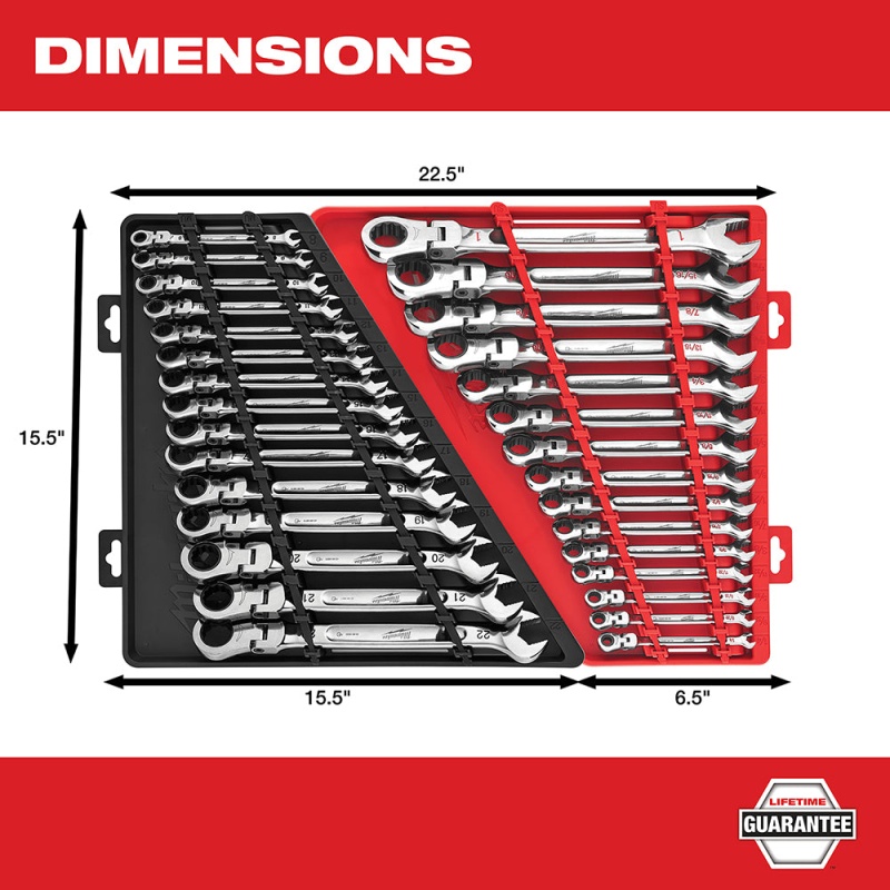 Milwaukee 48-22-9413 Flex Head Ratcheting SAE Combination Wrench Set - 15 PC - Image 4