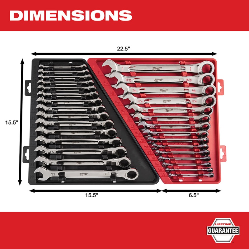 Milwaukee 48-22-9416P Ratcheting Combination Wrench SAE / Metric Set - 30 PC - Image 8