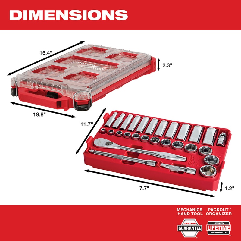 Milwaukee 48-22-9481 3/8?? Ratchet SAE Mechanics Tool Set w/ Packout Case - 28pc - Image 4