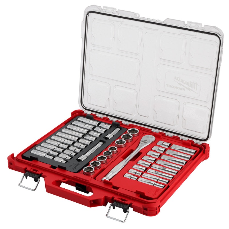 Milwaukee 48-22-9487 47 PC 1/2" Drive Ratchet/Socket Set w/ PACKOUT Organizer