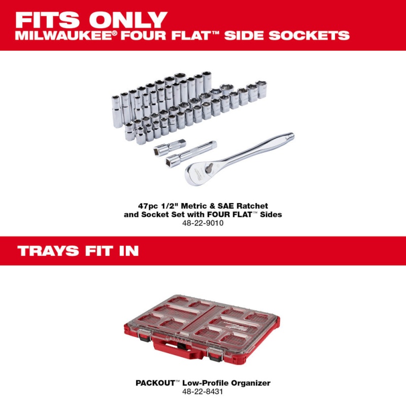 Milwaukee 48-22-9487 47 PC 1/2" Drive Ratchet/Socket Set w/ PACKOUT Organizer - Image 10