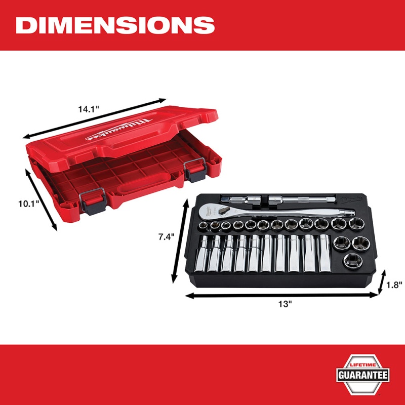 Milwaukee 48-22-9510 1/2" Drive Metric Ratchet and Socket Set - 28 PC - Image 4