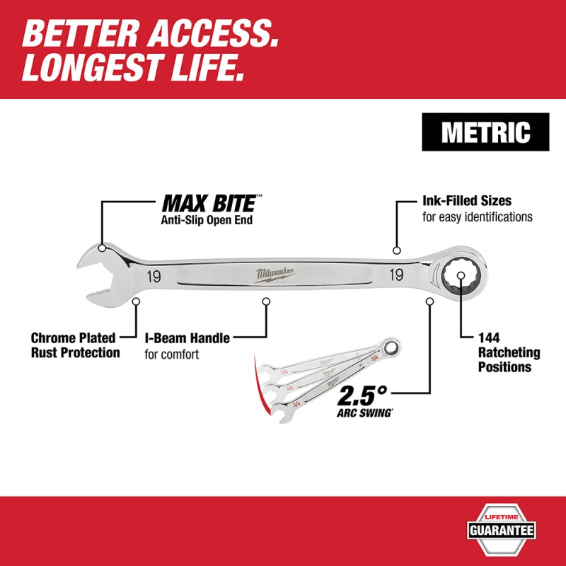 Milwaukee 48-22-9516 Durable Metric Ratcheting Combination Wrench Set - 15pc - Image 3