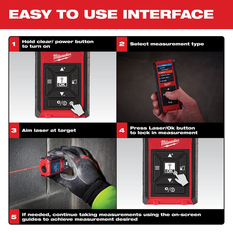 Milwaukee 48-22-9802 150-Foot Heavy Duty Measuring Laser Distance Range Meter - Image 4