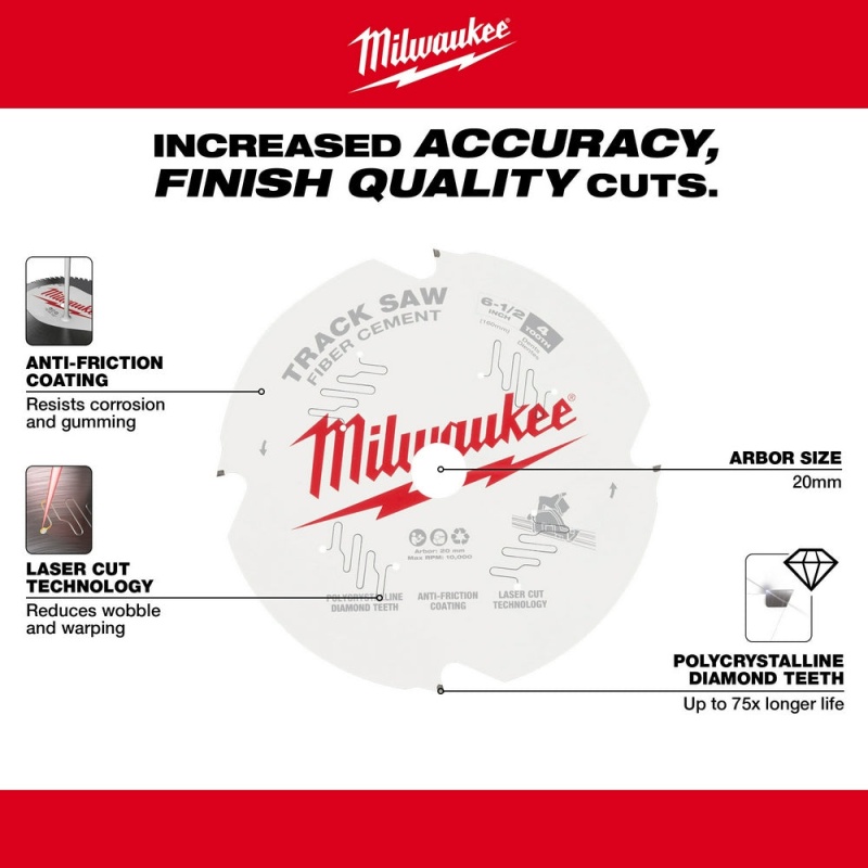 Milwaukee 48-40-0670 6-1/2" 4T Anti Friction Fiber Cement Track Saw Blade - Image 4