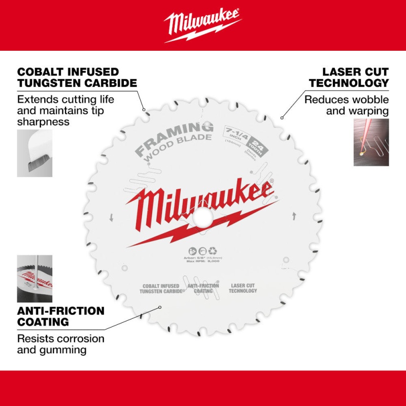 Milwaukee 48-40-1720 7-1/4 24T Framing Circular Saw Blade - 25 PK - Image 2