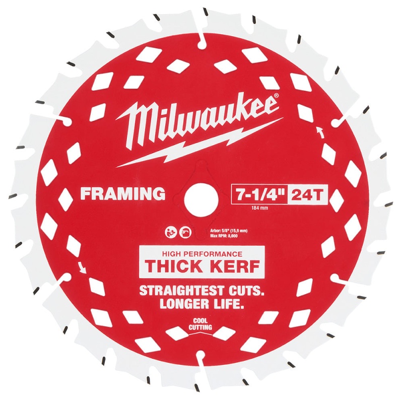 Milwaukee 48-40-2740 7-1/4" 24T Thick Kerf Framing Circular Saw Blade - 25PK