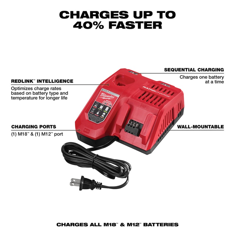 Milwaukee 48-59-1808 M12/M18 12/18V REDLINK Rapid Charger - Image 2