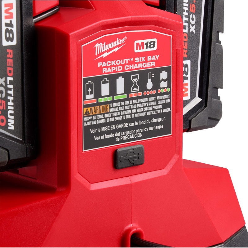 Milwaukee 48-59-1809 M18 PACKOUT 18V Six Bay Rapid Charger w/ REDLINK - Image 7