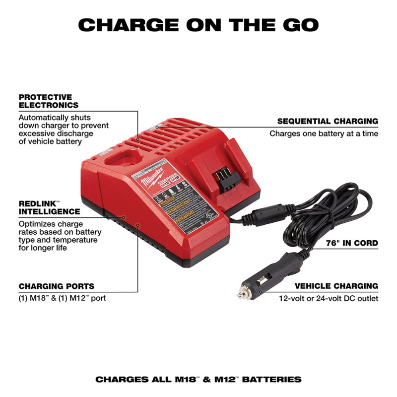 Milwaukee 48-59-1810 M18/M12 Multi-Voltage Vehicle DC Battery Charger - Image 2