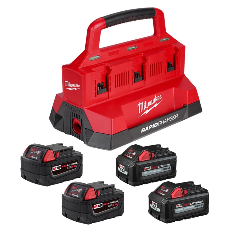 Milwaukee 48-59-1865POC M18 18V PACKOUT Rapid Charger w/ 2-M18 C6.0 /2-M18 XC5.0