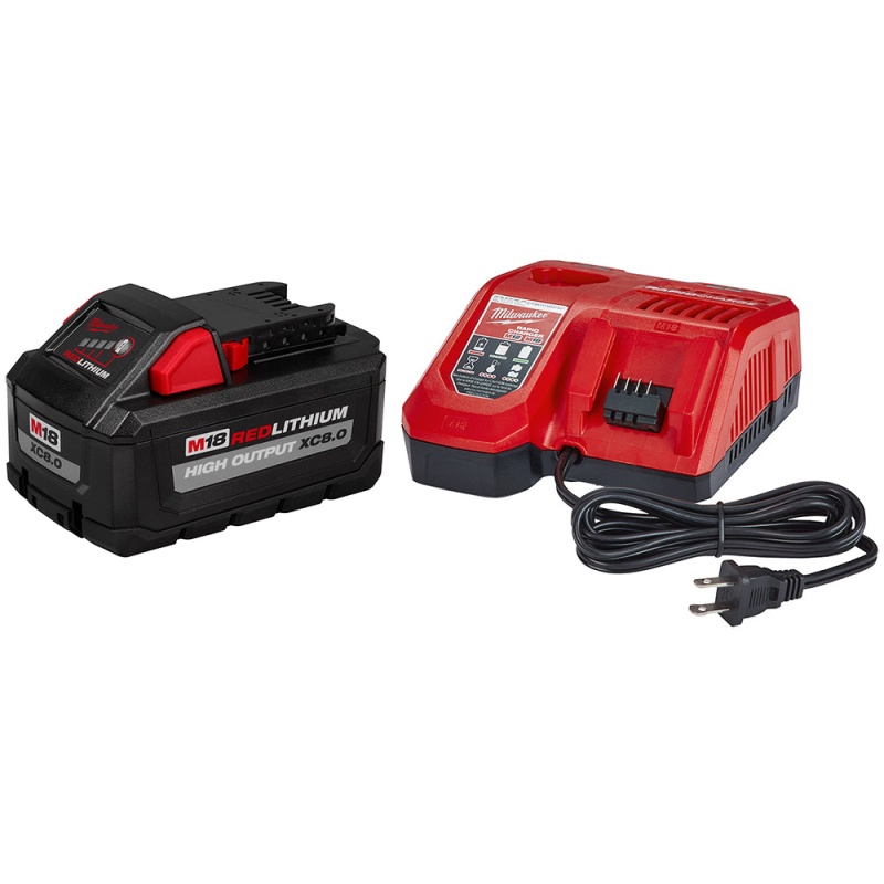 Milwaukee 48-59-1880 M18 18V 8.0Ah REDLITHIUM High Output Battery Starter Kit