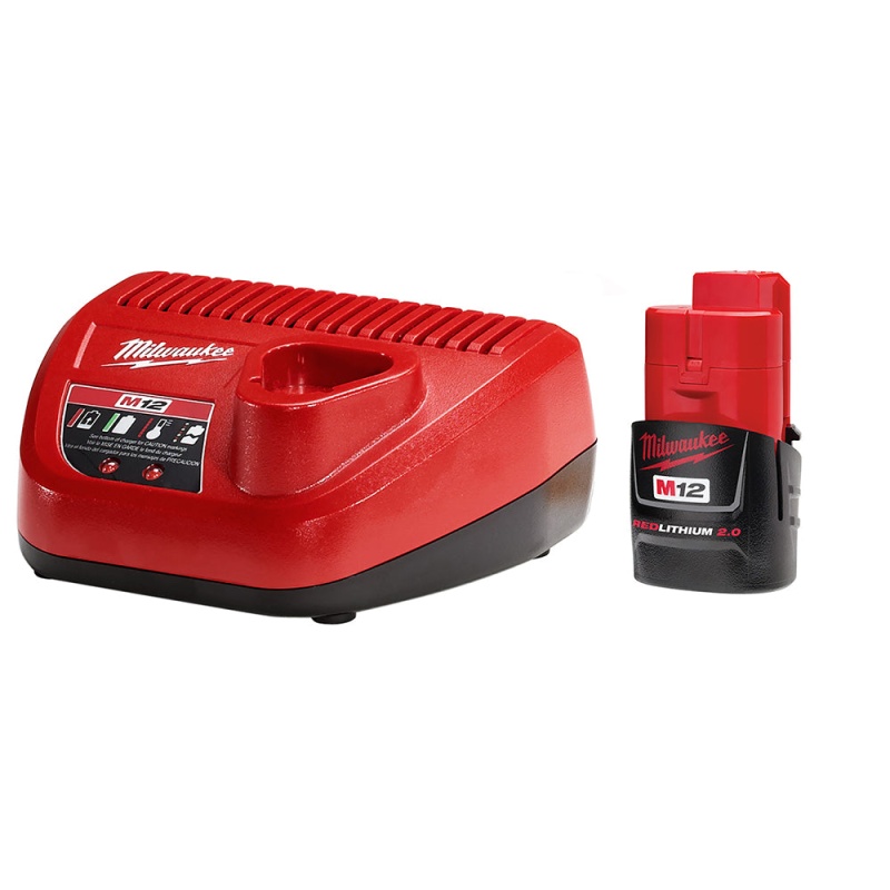 Milwaukee 48-59-2420 M12 12V 2.0Ah REDLITHIUM Battery/Charger Starter Kit