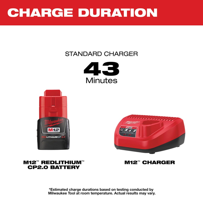 Milwaukee 48-59-2420 M12 12V 2.0Ah REDLITHIUM Battery/Charger Starter Kit - Image 5