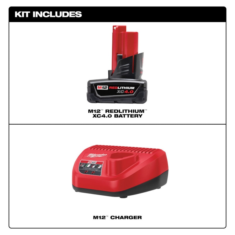 Milwaukee 48-59-2440 M12 12V 4.0Ah REDLITHIUM XC Starter Kit - Image 2