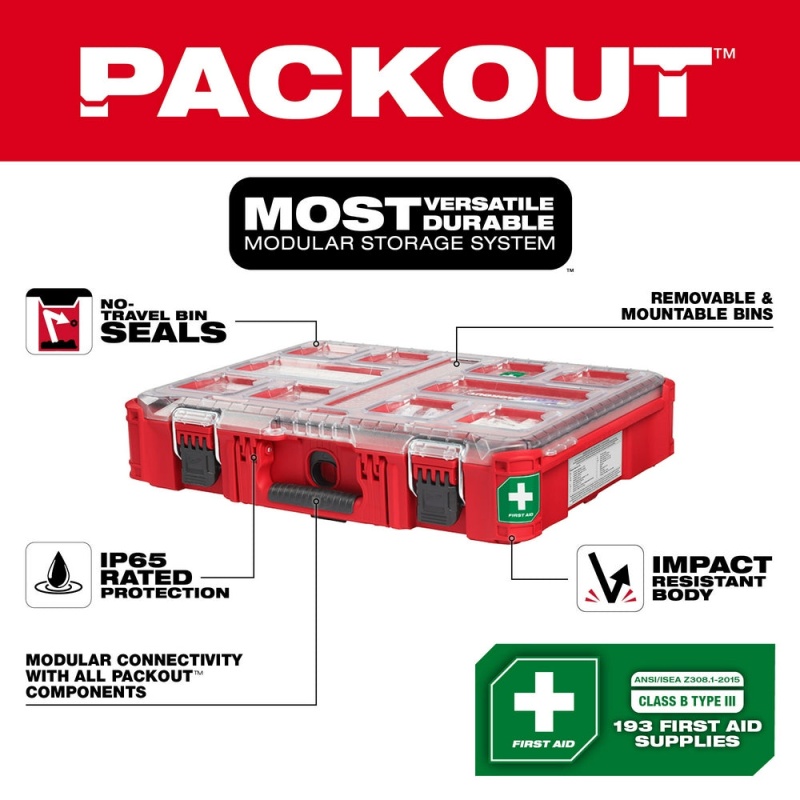 Milwaukee 48-73-8430CB Class B Type 3 PACKOUT First Aid Kit w/ PACKOUT Organizer - Image 2