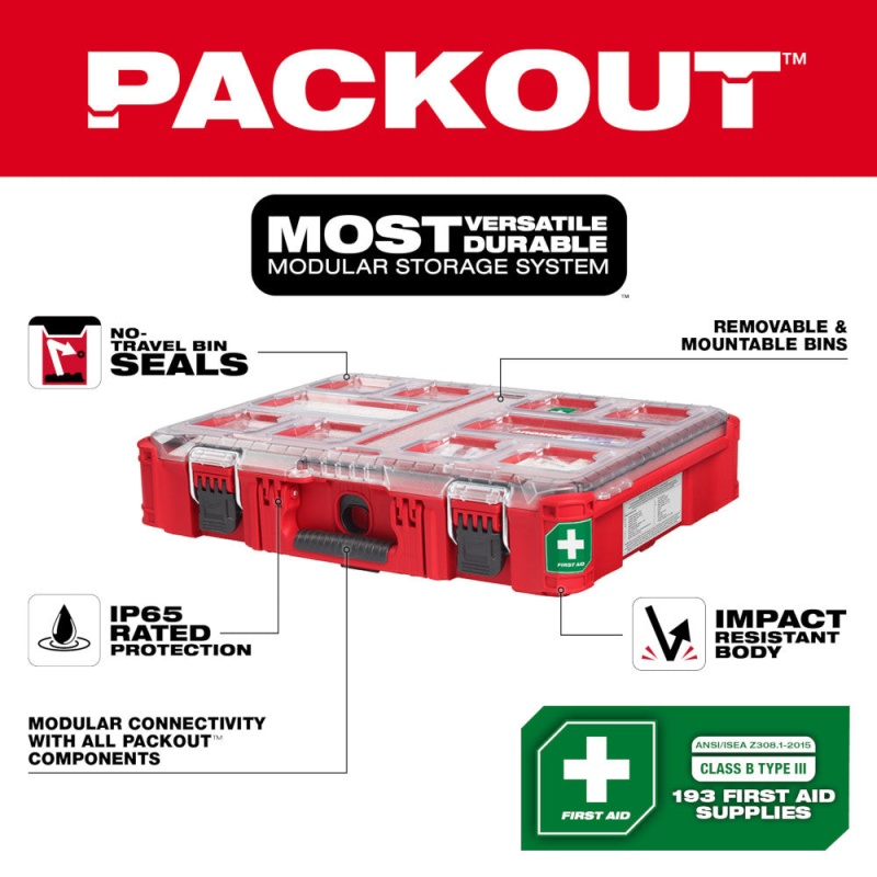 Milwaukee 48-73-8430C 193PC Class B Type III PACKOUT First Aid Kit - Image 3