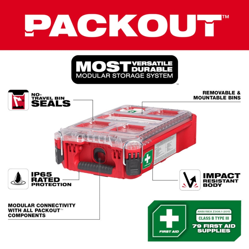 Milwaukee 48-73-8435C 79PC Class A Type III PACKOUT First Aid Kit - Image 3