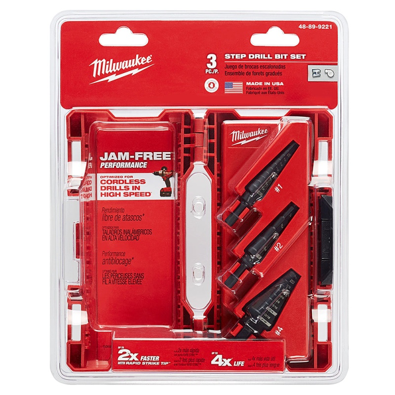 Milwaukee 48-89-9221 3-Flat Black Oxide Jam-Free Step Drill Bit Set - 3pc - Image 8