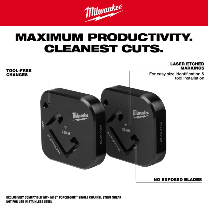 Milwaukee 49-16-1158 1" x 1-5/8" Heavy Duty Single Strut Shearing Dies - Image 4