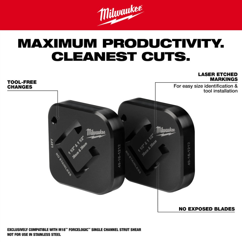 Milwaukee 49-16-1212 1-1/2" x 1-1/2" Heavy Duty Single Strut Shearing Dies - Image 4