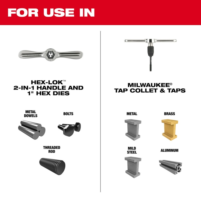 Milwaukee 49-22-5602 SAE Tap and Die Set w/ Hex-LOK 2-in-1 Handle - 17 PC - Image 3