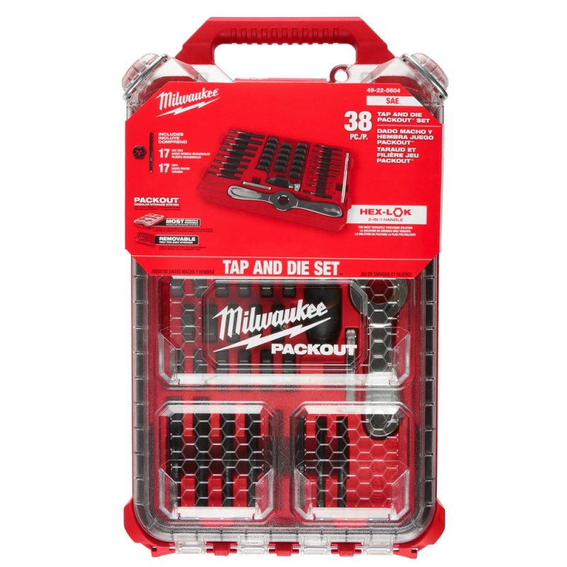 Milwaukee 49-22-5604 SAE Tap & Die PACKOUT Set w/ Hex-LOK 2-in-1 Handle - 38 PC - Image 12