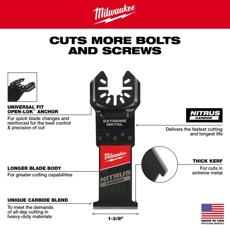 Milwaukee 49-25-1565 NITRUS CARBIDE 1-3/8" Extreme Metal Multi-Tool Blade - 5 PK - Image 6