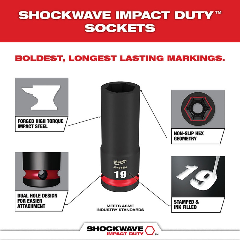 Milwaukee 49-66-6801 SHOCKWAVE 3/8?? Impact Duty Socket MM PACKOUT Set - 19 PC - Image 5