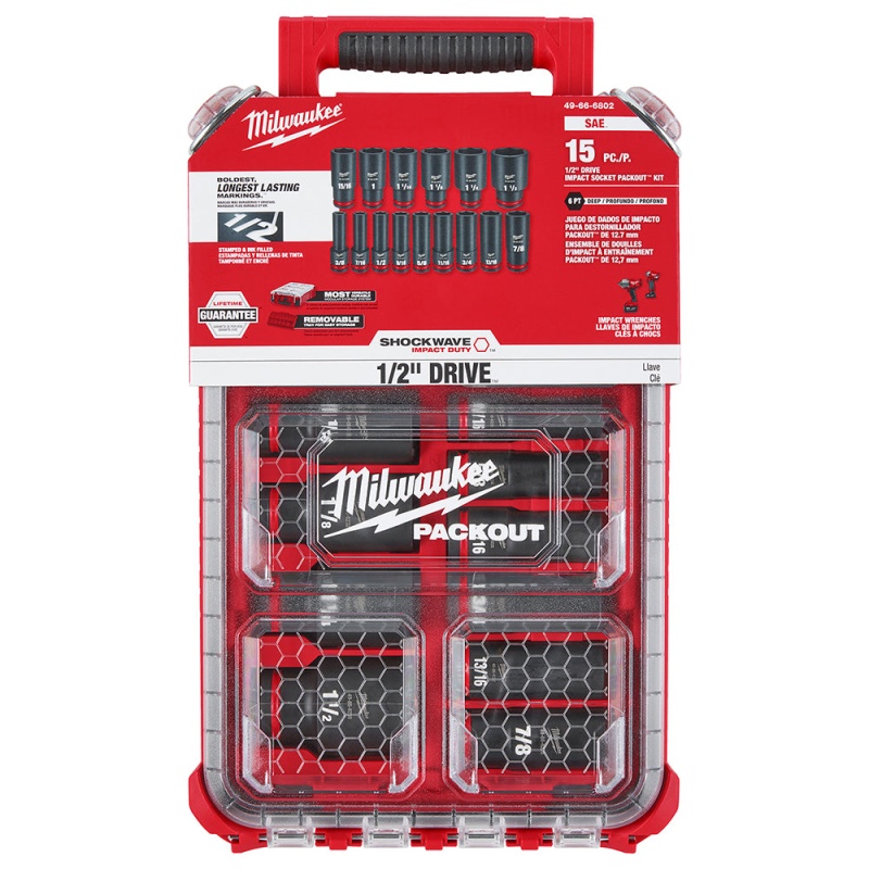 Milwaukee 49-66-6802 SHOCKWAVE 1/2?? Impact Duty Socket SAE PACKOUT Set - 15 PC - Image 9