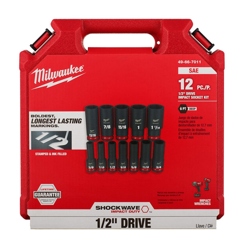 Milwaukee 49-66-7011 SHOCKWAVE 1/2" Drive SAE 6 Point Impact Socket Set - 12PC - Image 5