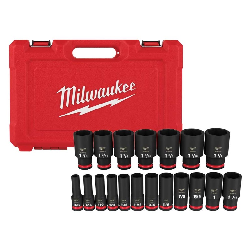 Milwaukee 49-66-7012 SHOCKWAVE 1/2" Impact Duty SAE Socket Set  - 19 PC