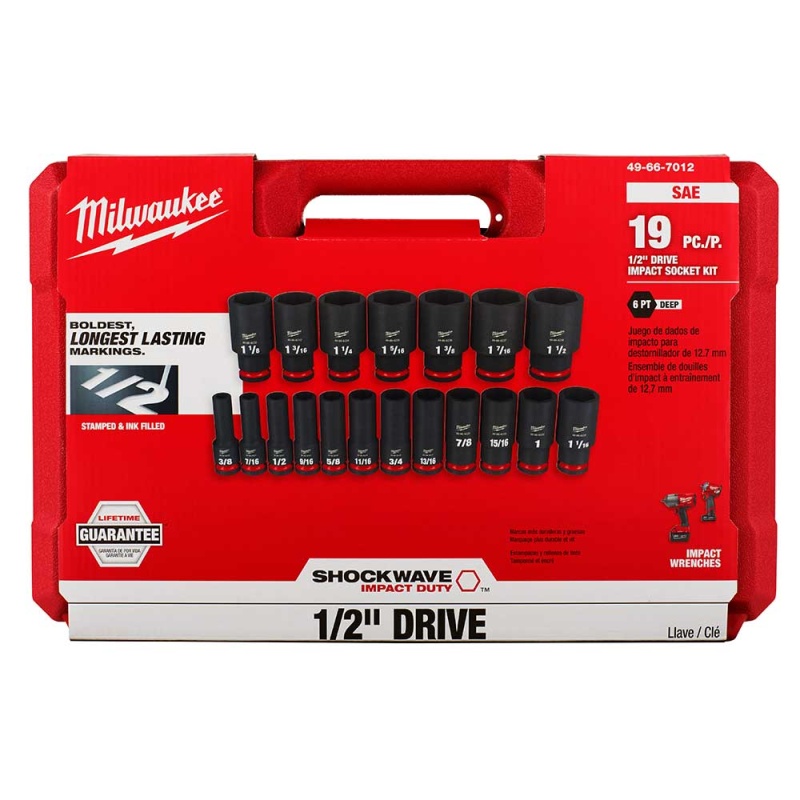 Milwaukee 49-66-7012 SHOCKWAVE 1/2" Impact Duty SAE Socket Set  - 19 PC - Image 6