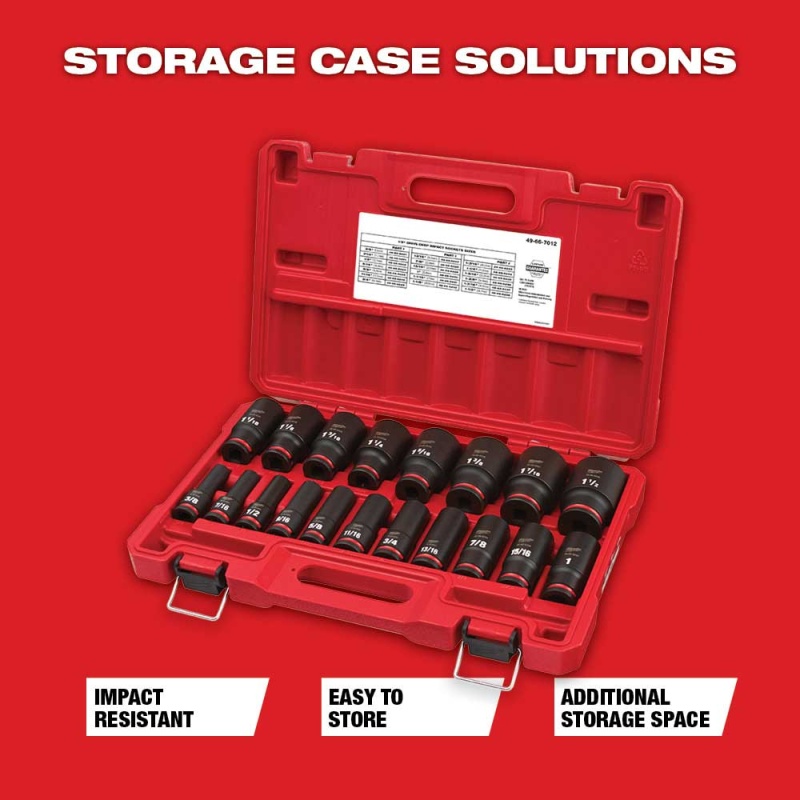 Milwaukee 49-66-7012 SHOCKWAVE 1/2" Impact Duty SAE Socket Set  - 19 PC - Image 7