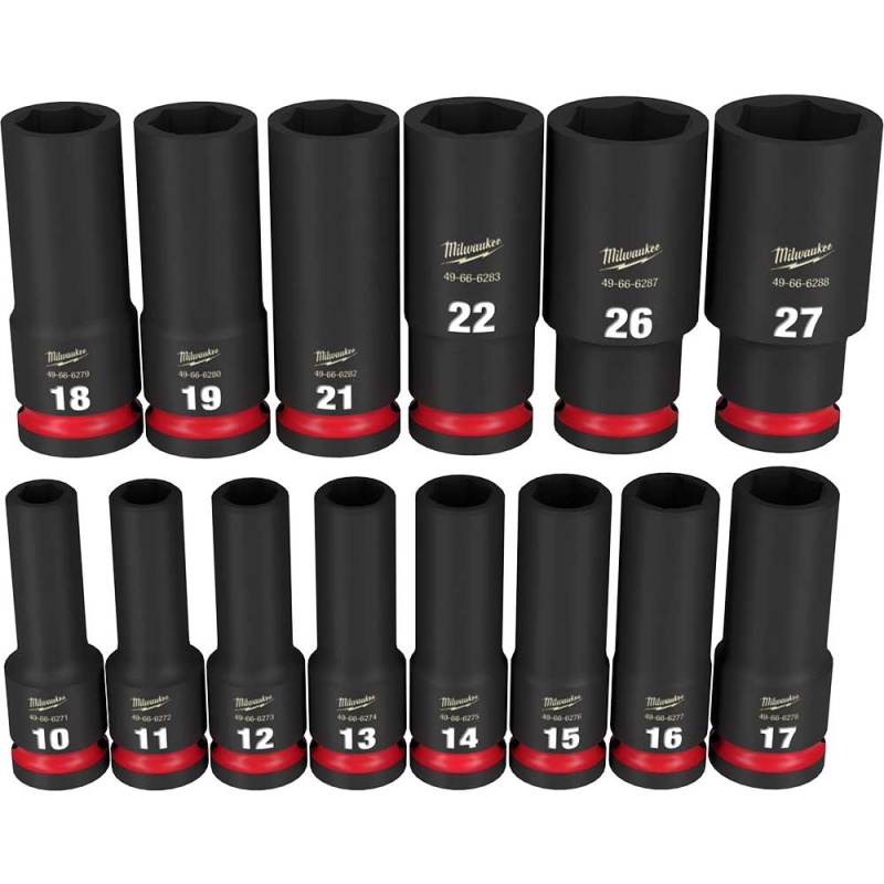 Milwaukee 49-66-7014 SHOCKWAVE 1/2" Impact Duty Metric Deep Socket Set - 14 PC - Image 3