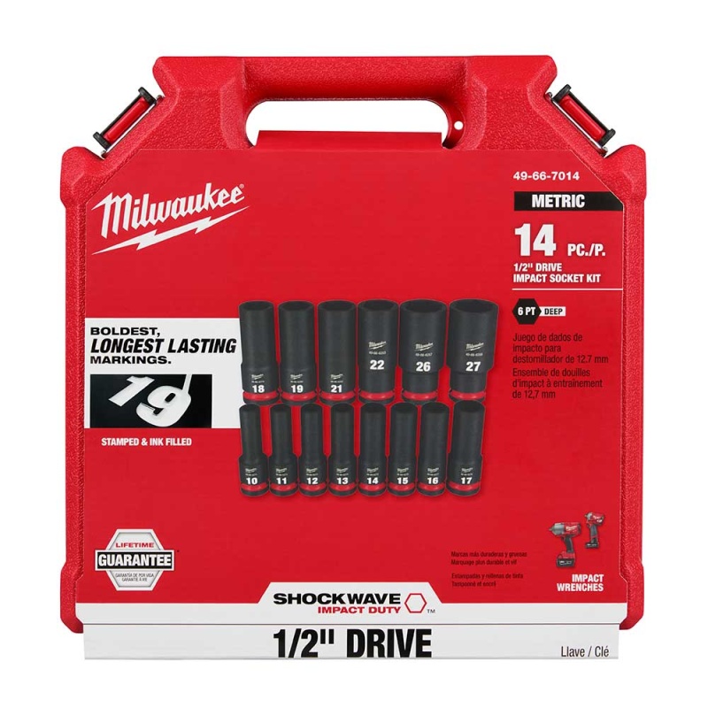 Milwaukee 49-66-7014 SHOCKWAVE 1/2" Impact Duty Metric Deep Socket Set - 14 PC - Image 7