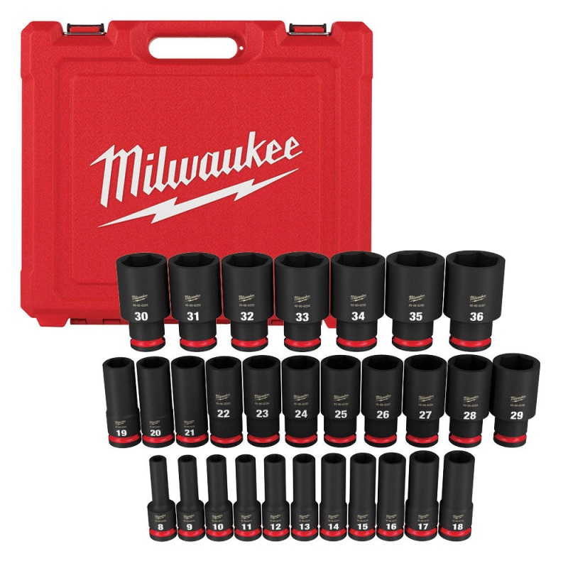 Milwaukee 49-66-7015 SHOCKWAVE 1/2" Drive Metric 6 Point Impact Socket Set -29PC