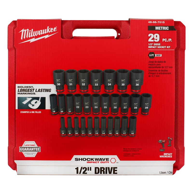 Milwaukee 49-66-7015 SHOCKWAVE 1/2" Drive Metric 6 Point Impact Socket Set -29PC - Image 6