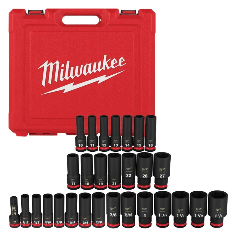 Milwaukee 49-66-7016 SHOCKWAVE 1/2" Impact Duty SAE/Metric Socket Set - 29 PC