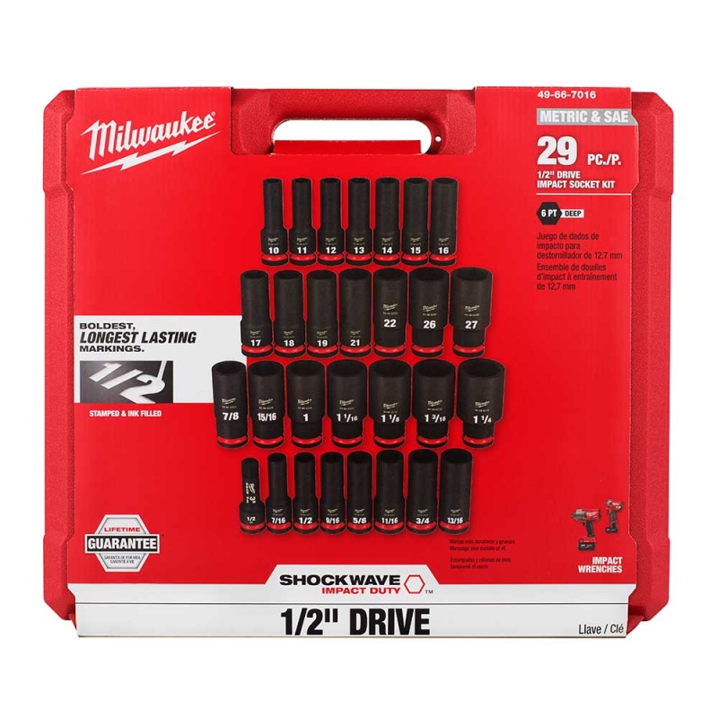 Milwaukee 49-66-7016 SHOCKWAVE 1/2" Impact Duty SAE/Metric Socket Set - 29 PC - Image 7