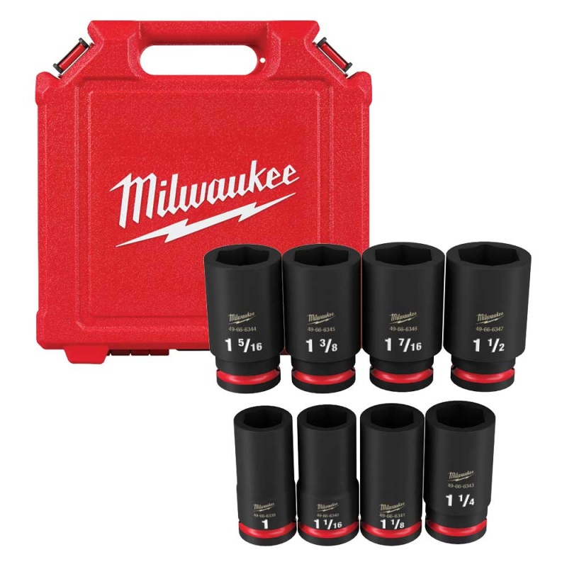 Milwaukee 49-66-7018 SHOCKWAVE Impact Duty 3/4" SAE 6 Point Socket Set - 8PC