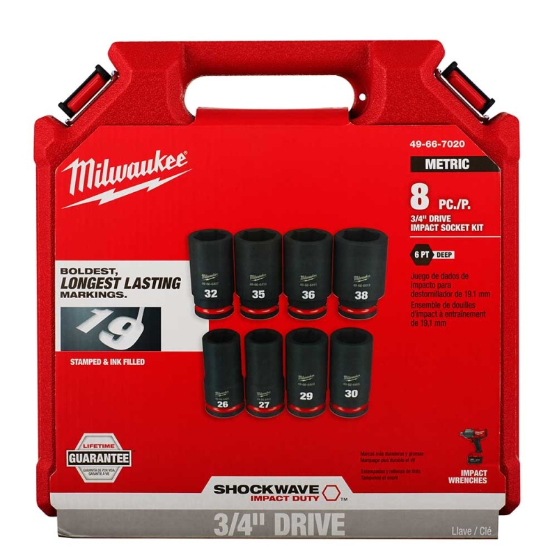 Milwaukee 49-66-7020 SHOCKWAVE Impact Duty 3/4" Metric 6 Point Socket Set - 8PC - Image 5