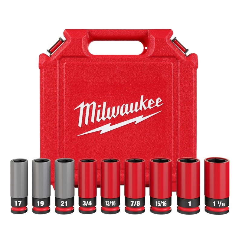 Milwaukee 49-66-7832 SHOCKWAVE 1/2" SAE/Metric Lug Nut Wheel Socket Set - 9 PC