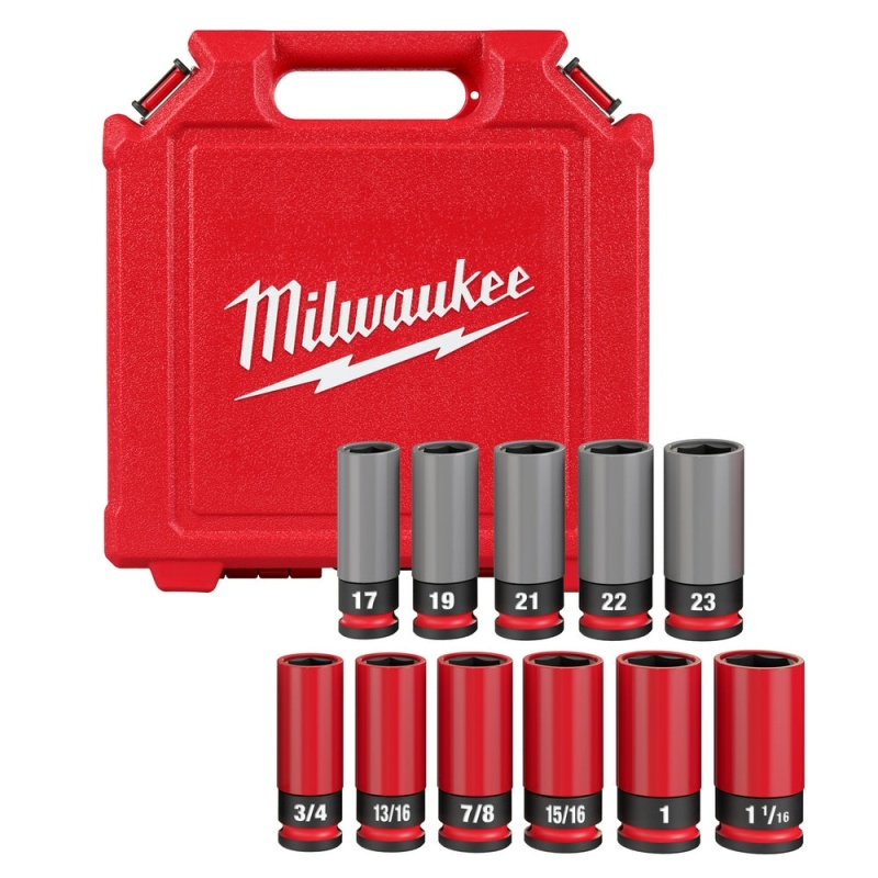 Milwaukee 49-66-7833 SHOCKWAVE 1/2" SAE/Metric Lug Nut Wheel Socket Set - 11 PC