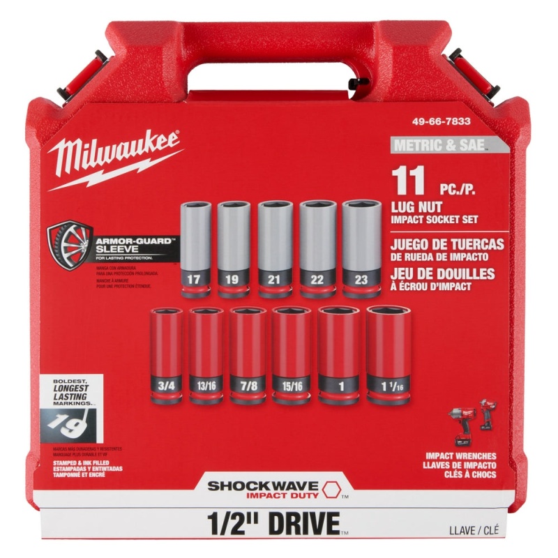 Milwaukee 49-66-7833 SHOCKWAVE 1/2" SAE/Metric Lug Nut Wheel Socket Set - 11 PC - Image 12