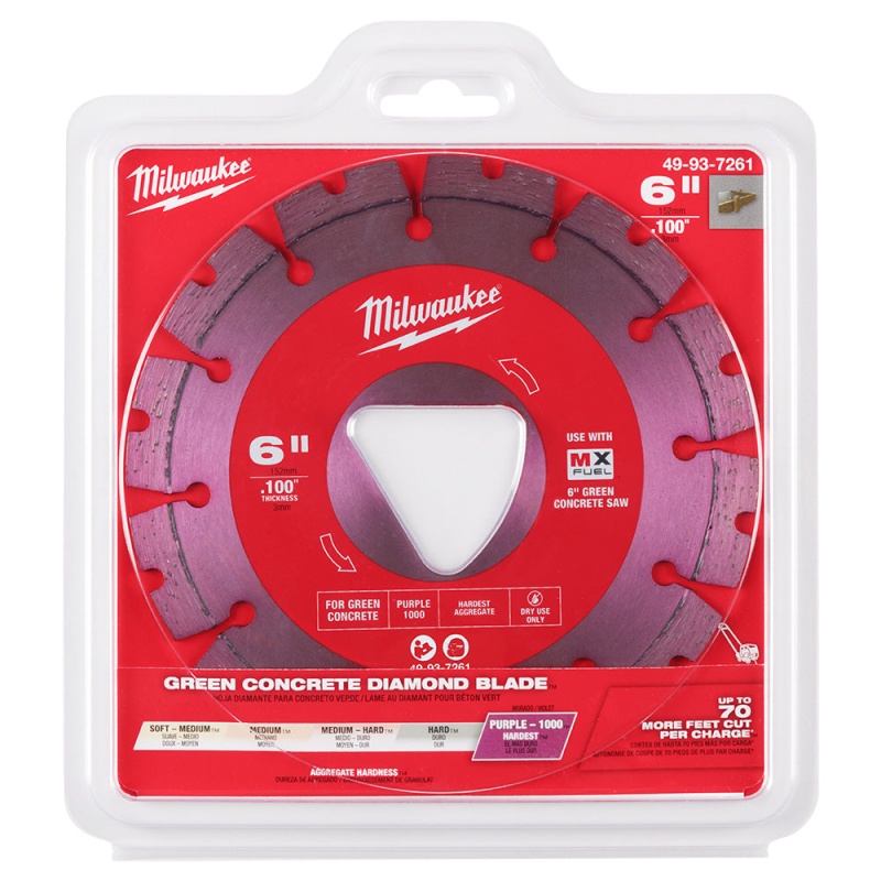 Milwaukee 49-93-7261 Purple 6" x 0.100" Diamond Blade for Green Concrete Saw - Image 12