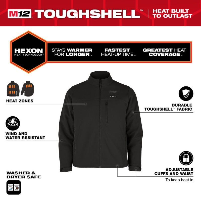 Milwaukee M100B-20L M12 12V Durable Li-Ion Heated TOUGHSHELL Jacket - Bare Tool - Image 6