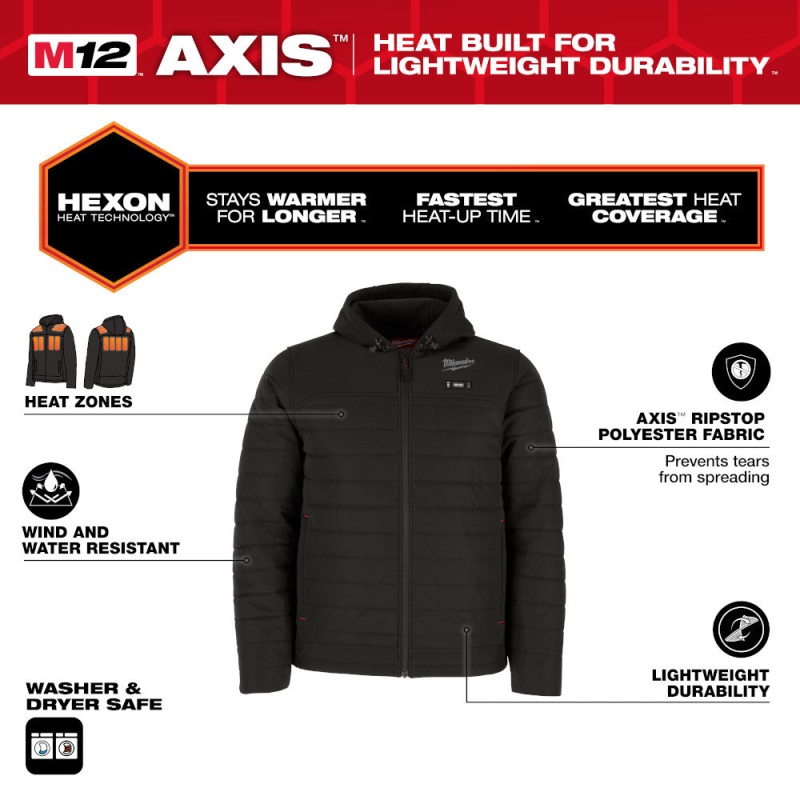 Milwaukee M102B-21L M12 12V Durable Li-Ion Heated AXIS Jacket - Image 6