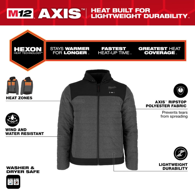 Milwaukee M102G-21L M12 12V Durable Li-Ion Heated AXIS Jacket - Image 6